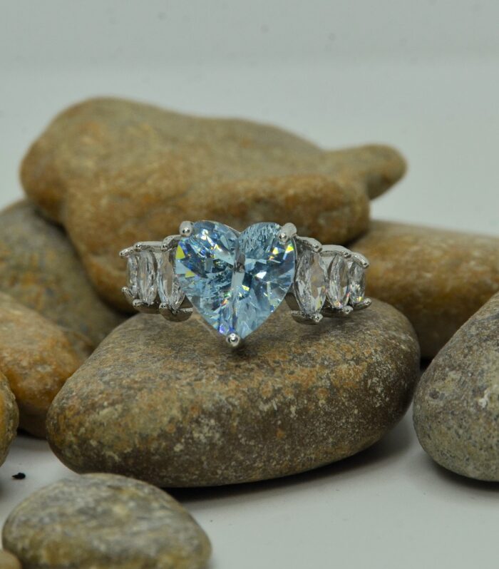 Classic silver ring adorned with a dazzling white zircon centerpiece.