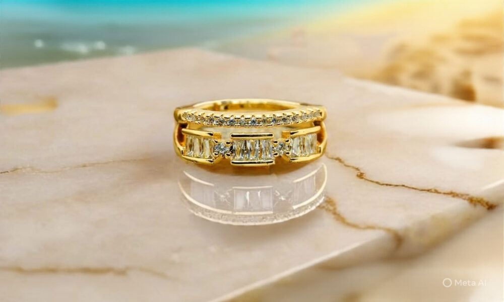Timeless zircon ring with intricate detailing and radiant sparkle